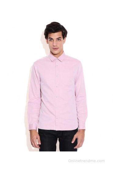 Celio Pink Slim Fit Casual Shirt